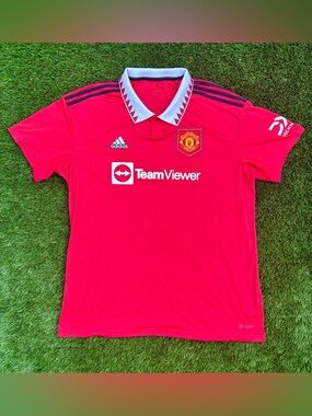 Manchester United Soccer Jersey XXL Adidas Home TeamViewer Red 22-23 Season
